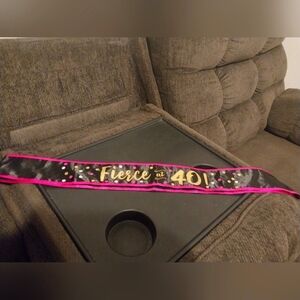Fierce at 40 Sash with Pink Trim